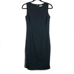 CALVIN KLEIN Black Gold Chain Career Short Dress Size 2
